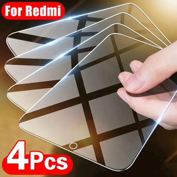 4Pcs Tempered Glass For  Redmi Note 13 12 11 10 9 9s Pro Max 13C 12C 10C 10A 9C 9A 9T 5G Screen Protector Protective Glass
