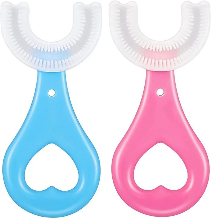 (Pack Of 2)High Quality Baby Tooth Brush Soft Teeth Brush For Kids Silicone Baby Brush. 360° U Shape Tooth Brush, Teeth Cleaning Brush, Children Teeth Brush, Teether