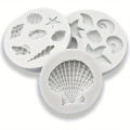 3PCS Ocean Themed Cake Decoration With Silicone Mold, Conch, Starfish, Coral Baking Mold, Chocolate Candy Polymer Production. 