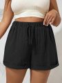 Plus Size High Waist Casual Shorts for Women Comfortable Lightweight with Elastic Waistband and Drawstring.