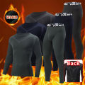 2 Pcs Autumn/Winter Men's Sports and Leisure Warm Underwear Set Comfortable Large Stretch Athlete Round Neck Top Versatile Pants.