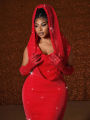 Plus Size Hat Waistband Hot Gold Fish Tail Swing Long Solid Colour Fishtail Slim Package Hip Dress Hooded.