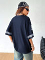 New Hot Women Los Angeles jerseys Coolane Summer Drop Shoulder Oversized Football Jersey Tee With Letter Print Couple Same Style.