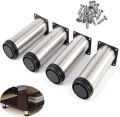 Table Legs Stainless Steel pack of 4, Furniture Legs Metal Tubular Steel Base Coffee Table/TV Table/Side Tables/Bedside Table/Bench Legs Height Adjustable. 