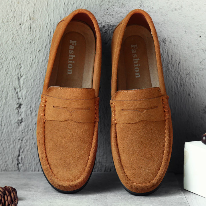 Men Casual Shoes Fashion Suede Leather Men Loafers High Quality Moccasins Slip On Men's Flats Lightweight Driving Shoes 38-47