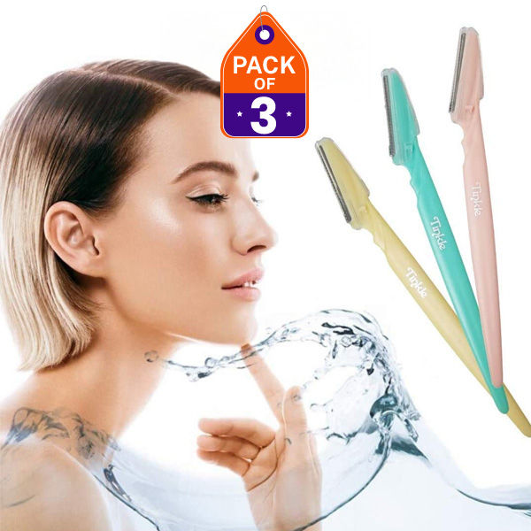 Tinkle Eyebrow Painless Facial Hair Remover Razor for Face, Pack of 3 (9pcs) & Pack of 1 (3pcs) Women and Men sensitive skin facial razor, compact hair removal tool, safe facial hair remover, travel-friendly eyebrow razor (Multicolour)