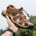 Genuine Leather Men Sandals Summer Men's Shoes Outdoor Water Shoes Leather Sandals For Men. 