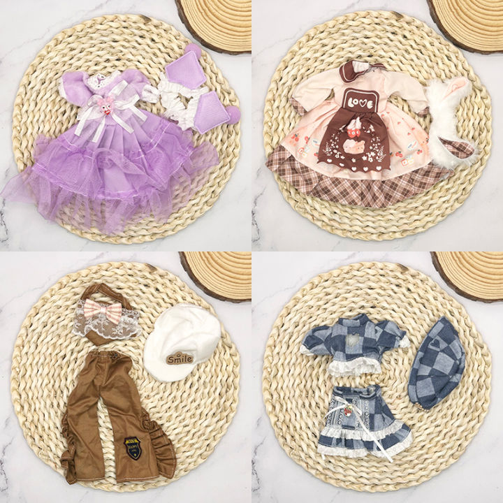 Full Set 1/6 Bjd Dolls Clothes 30cm Anime Kawaii Reborn Doll Skirt Hat Headdress Kids Dress Up DIY Dollhouse Toys for Girl