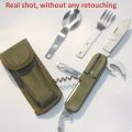 Stainless Steel 7-in-1 Multifunctional Tableware Set for Outdoor Activities - Perfect for Picnics, Camping, Hiking, and Travel. 