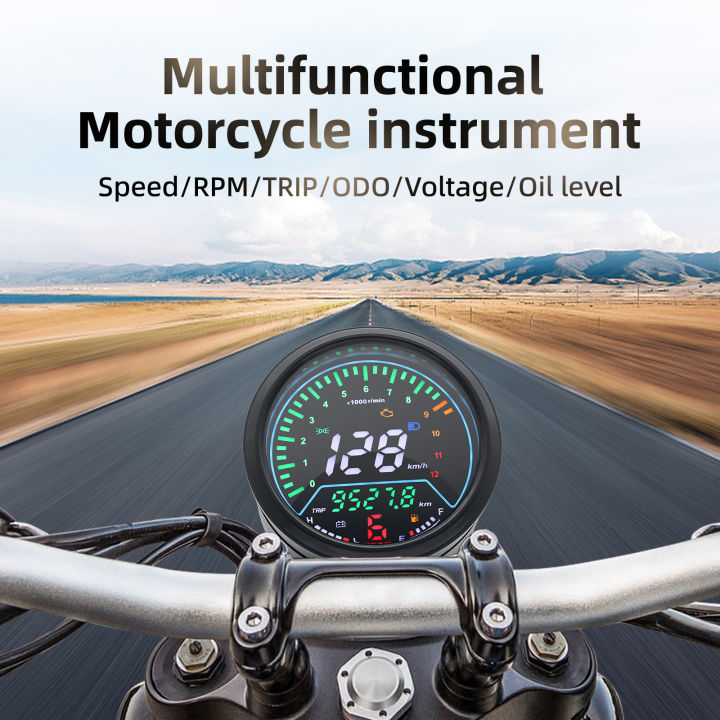 Motorcycle Rpm Machine 12V Motorcycle RPM Speedometer with LCD Oil Gear Light Indicator ...