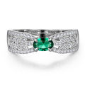 Huitan Fancy Leaf Band Oval Green Cubic Zirconia Wedding Rings for Women 2023 New Exquisite Finger Accessories Fashion Jewelry.