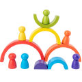 DIY children's wooden rainbow toy creative wood rainbow stacked balance blocks baby toy Montessori educational toys for children. 