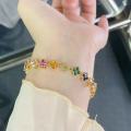 1pc Rainbow Colorful Clover Zircon Bracelet Fashion Charm Gorgeous Charm Exquisite Cute Sweet Shining Crystal Jewelry. 