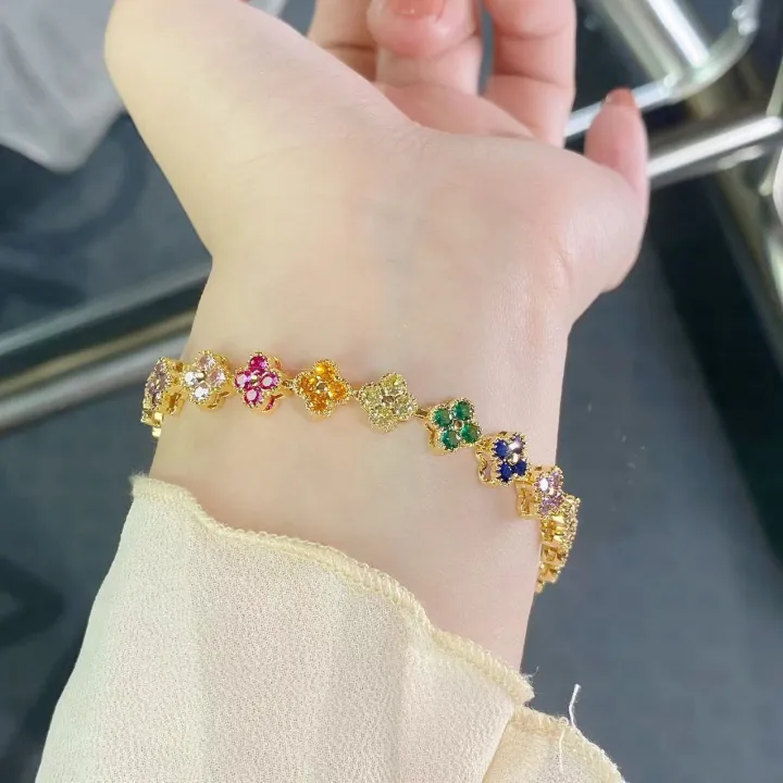 1pc%20Rainbow%20Colorful%20Clover%20Zircon%20Bracelet%20Fashion%20Charm%20Gorgeous%20Charm%20Exquisite%20Cute%20Sweet%20Shining%20Crystal%20Jewelry%20-%20Image%202