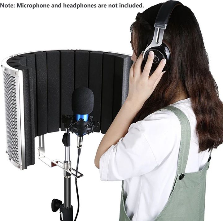 Neewer Microphone Isolation Shield Absorber Filter Vocal Isolation Booth with a 3/8" and a 5/8" Screw Adapter for Most Mic Stands
