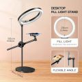 26cm LED Ring Light with Desktop Stand & Mobile Holder | Adjustable Fill Light for Live Streaming, YouTube, TikTok & Makeup.
