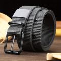 1pc Mens Durable Nylon Canvas Belt - Heavy-Duty Work Belt with Stylish Quick-Release Prong Buckle for Everyday Wear.