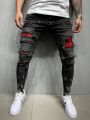 Men Biker Slim Elastic Denim Cargo Pants Joggers High Quality Hole European and American Fashion Streetwear Ripped Skinny Jeans. 