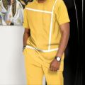 The New Men's Set for Spring and Autumn 2025 Features a Casual Fashionable Comfortable and Soft 3D Striped Pattern Print. 