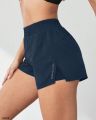 Women's High Waist 2-in-1 Running Shorts with Pockets Athletic Gym Shorts for Yoga And Workout with Inner Liner And Side Pockets.