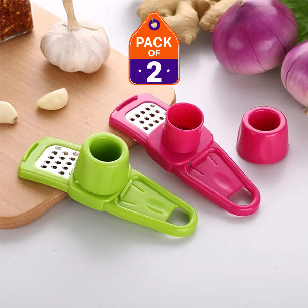 Pack of 2 & 1 Garlic Ginger Grinding Tools Kitchen Garlic Grater Fruits Vegetable Hand Press Grinding Crusher Chopper Kitchen Gadget
