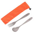 Tiartisan Titanium Ultra-light Durable Portable Sandblasting Fork Polished Spoon Cutlery Tableware Set for Camping Backpacking. 
