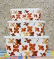 Square Melamine Bowls 6 Pieces Bowl Set melamine new printed with 3 Bowl & 3 Lids. 