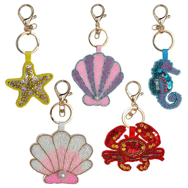 Beaded%20Patch%20Sequin%20Rhinestones%20Crab%20Starfish%20Seashell%20Conch%20Keychain%20For%20Embellishing%20Bag%20Charm%20Decor%20-%20Image%203