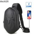 Running Chest Bag for Men USB Charging Fashion Streetwear Sling Pack Crossbody Motor Cycling Backpack for College Student Unisex.
