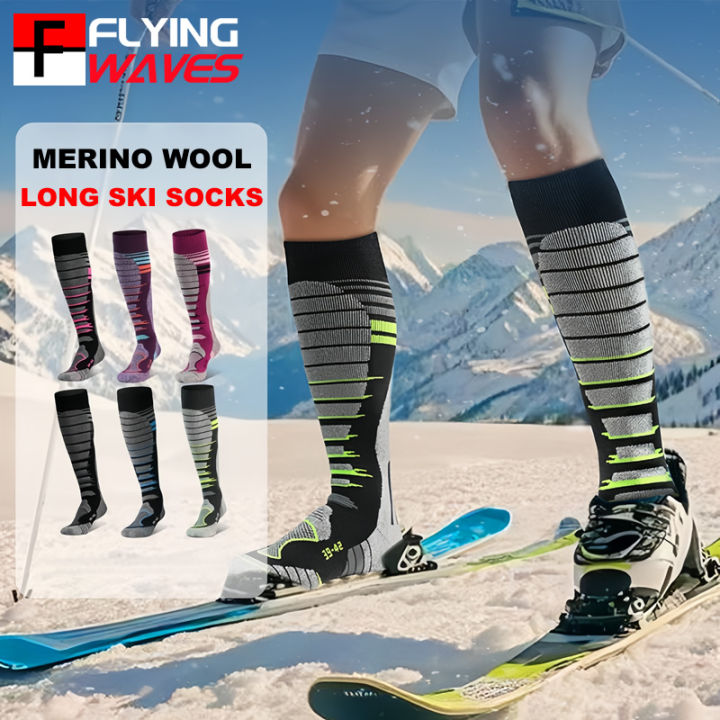 Merino Wool Ski Socks Cold Weather Socks for Men Women Snowboarding Snow Hunting Winter Thermal Knee-high Warm Socks