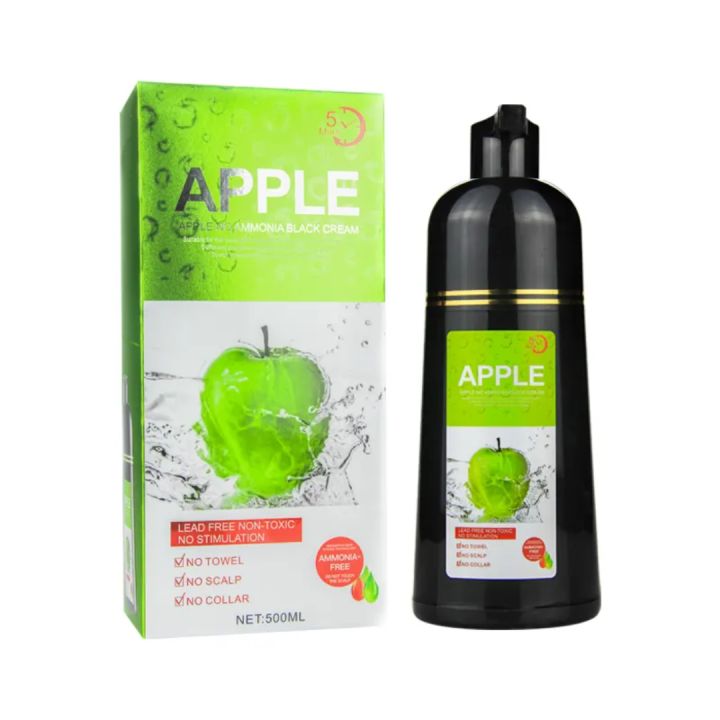 apple hair color shampoo black and dark brown 200ml