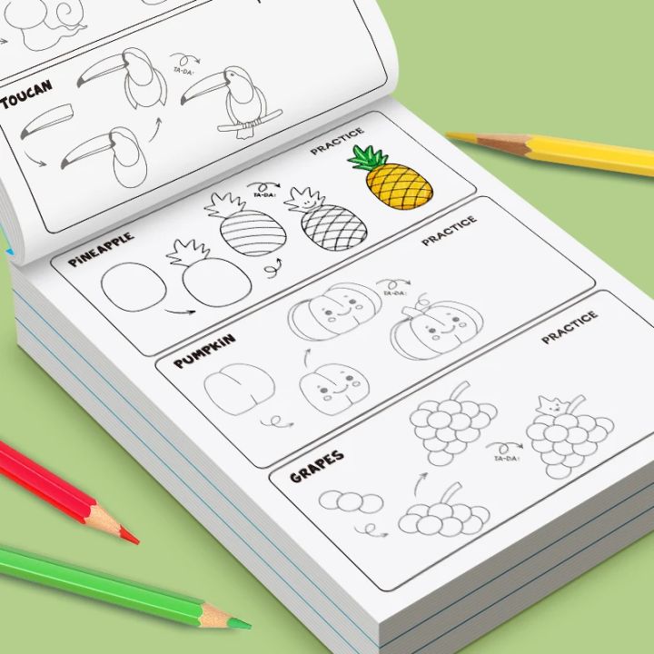 96%20Cartoon%20Patterns%20Fun%20Drawing%20Book%20Simple%204-step%20Tutorial%20on%20How%20To%20Complete%20Drawing%20Interactive%20Coloring%20Activity%20Book%20-%20Image%203