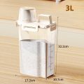Airtight Laundry Liquid Storage Jar Portable Washing Powder Dispenser with Measuring Cup for Convenient and Efficient Laundry. 