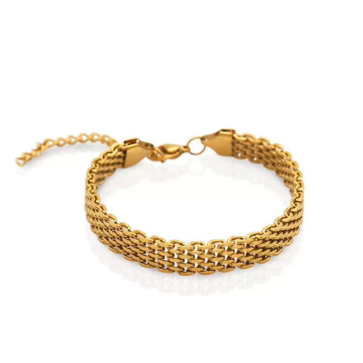 Chic Stainless Steel Bangle Bracelet for Women Occident Metal Texture New Design Gold Color Trendy Jewelry Lady Gift