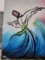 the great dance of sufi art painting/ dervish whirling painting 18 by 24 inches on canvas. 