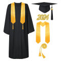 Campus bachelor suit Graduation Cap And Gown 2024 Set With Tassel Honor Cord Graduation Stoles For High School College Bachelor. 