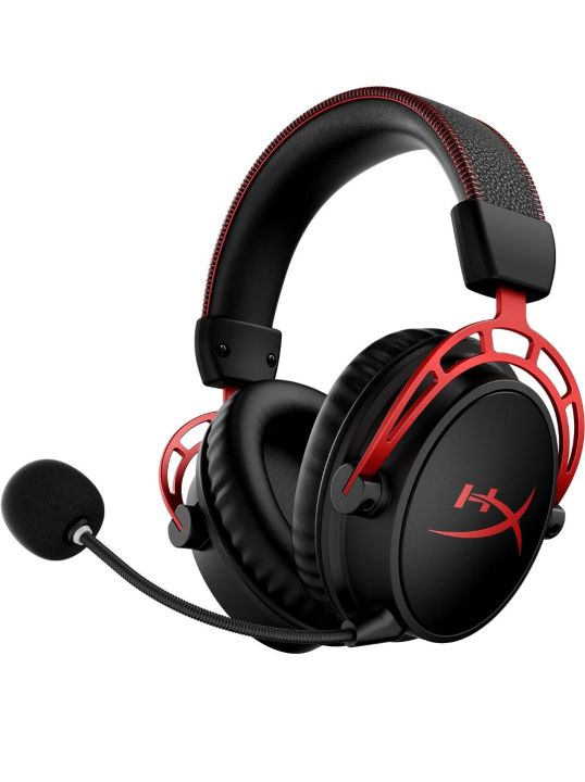 HyperX Cloud Alpha Wireless - Gaming Headset for PC, 300-hour battery life, DTS Headphone:X Spatial Audio, Memory foam, Dual Chamber Drivers, Noise-canceling mic, Durable aluminum frame,Red