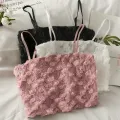 Women Solid Rose Lace Sweet Tank Tops With Bra Pad Off Shoulder New Summer Underwear Sexy Tube Top Backless Outer Wear Crop Tops. 