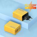 4 Port USB Charger Total 120W Fast Charging EU/US/UK Plug Wall Charger Mobile Phone Power Adapter For Phone Charge Type C Cable.