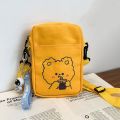 Women Canvas Small Bag Cartoon Bear Crossbody Shoulder Bags Ladies Purse Phone Bag Handbags. 