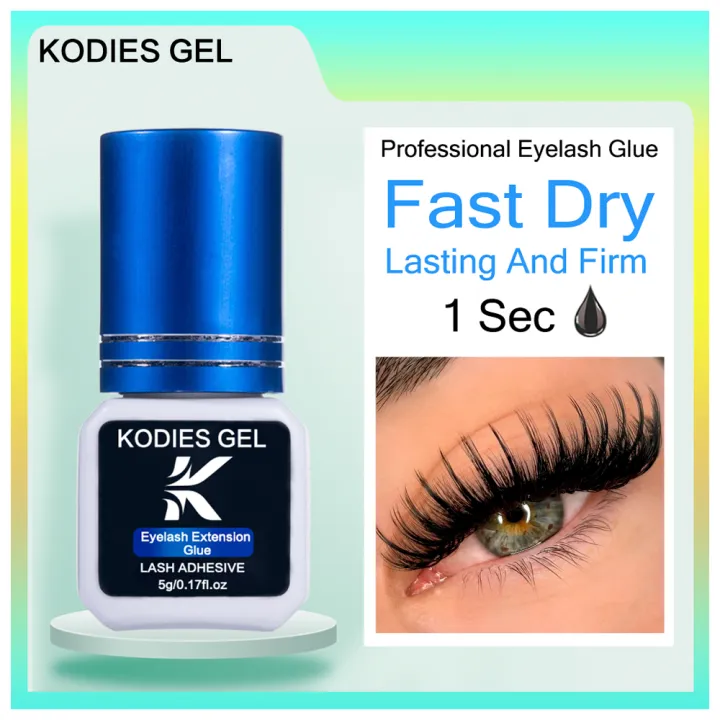 KODIES GEL Strong Eyelash Extension Glue 5g Fast Dry Black Eye Lashes Glue Extra Strong Semi Permanent Lash Bonder Adhesive Glue