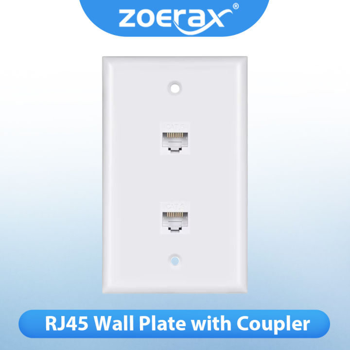 ZOERAX RJ45 Cat6 Ethernet Wall Plate with Female-Female Coupler Removable Compatible with Cat6/5/5e Ethernet Devices