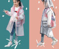 Children New One Piece Waterproof Thickened Raincoat Summer Primary School Student Carrying Schoolbag Position Raincoat Cartoon.