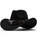 New Wome Men Black Wool Chapeu Western Cowboy Hat Gentleman Jazz Sombrero Hombre Cap Dad Cowgirl Hats Size 56-58cm. 