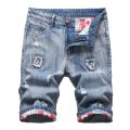 Personalized Ripped Denim Shorts for Men, Retro and Nostalgic Hip-hop High Street Stretch Straight Fashion Short Jeans Male.
