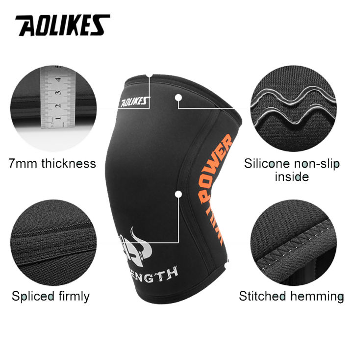 AOLIKES%207mm%20Neoprene%20Knee%20Sleeves%20for%20Weightlifting%20(Pair)%20Compression%20Knee%20Brace%20Support%20For%20Squats%20Crossfit%20Training%20Workout%20-%20Image%204