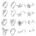1Pc 20G Nose Rings Studs for Women, Stainless Steel 20G Nose Rings Hoop Screw L Shaped Nose Stud Nose Ring Nose Piercing Jewelry.