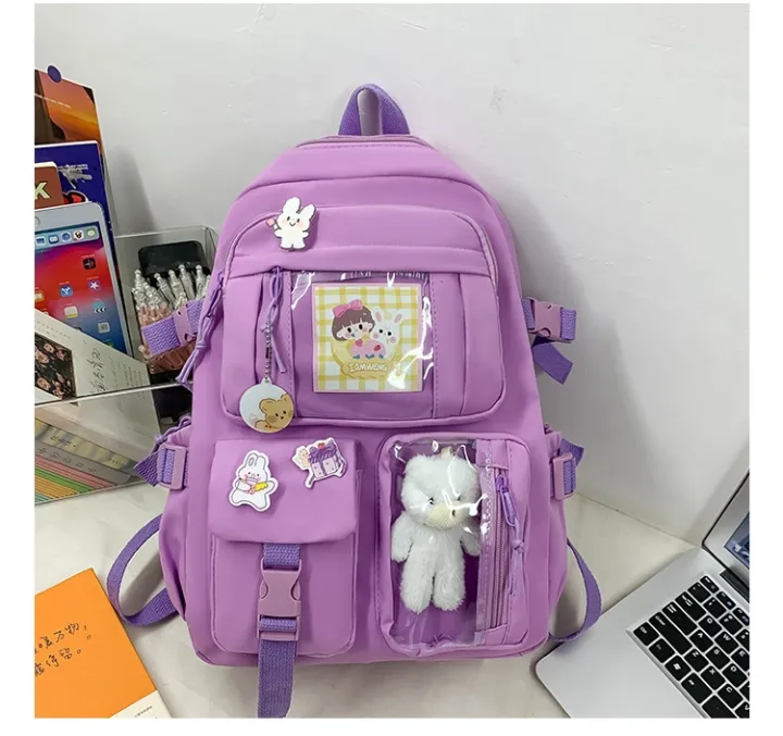 Cute%20Canvas%20Backpack%20for%20Teenage%20Girls%20with%20Multi%20Pockets%20and%20Waterproof%20Nylon%20Material%2042cm%20-%20Image%203