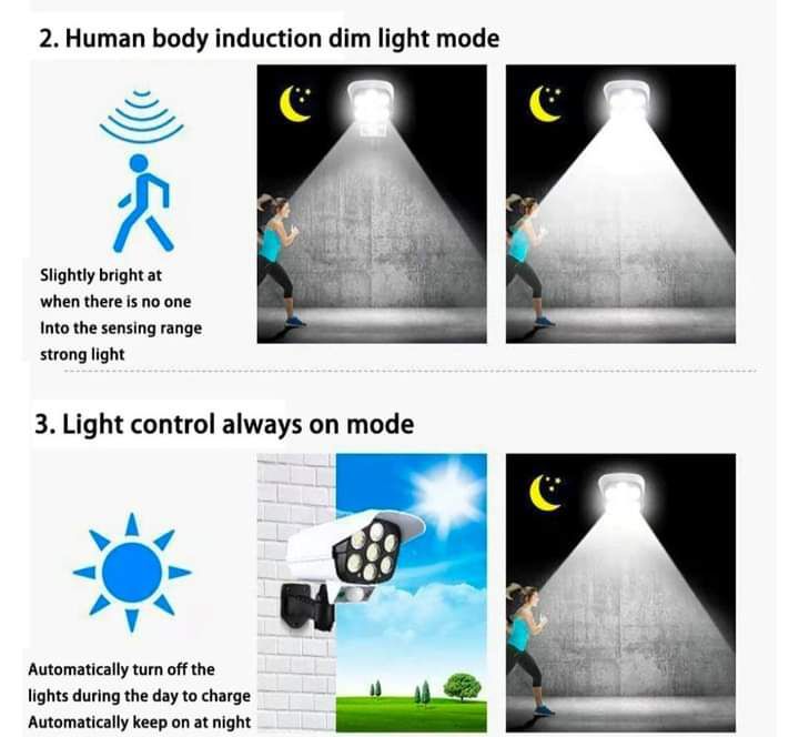 Cctv Using Sensor Light Solar Wall Lamp Simulation Outdoor CCTV Camera LIGHT 77 LED with Motion ...