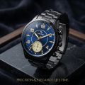 Black Casual Watches + Bracelet + Cuban Chain Bracelet +3D Bar Locket With Chain+Ring -High Quality In Random Dial Design With Stainless Steel Strap + Bracelet Chain + Necklace + Ring. 